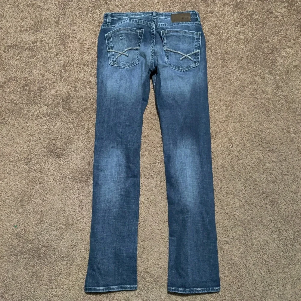 BKE‎ Alec Straight Leg Jeans Mens 32R Dark Wash Denim Distressed *Fits 30 x 31